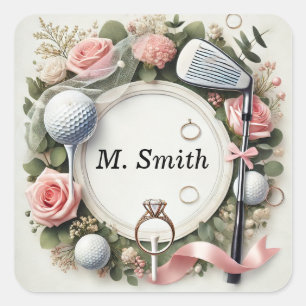Golf Bridal Shower with golf ball for Bride Golfer Square Sticker