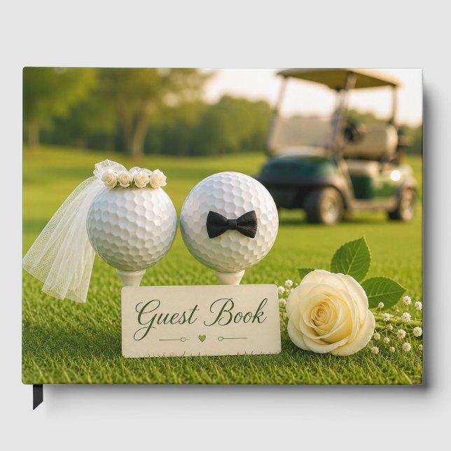 Golf Bride and Groom on golf course Guest Book (Front)