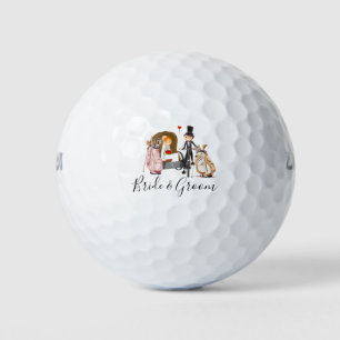Golf Bride and Groom Wedding Golf Balls