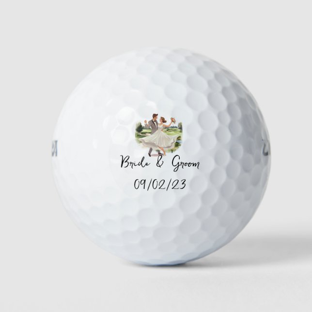 Golf  Bride and Groom Wedding  Golf Balls (Front)