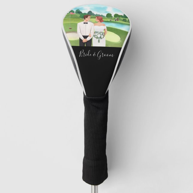 Golf Bride and Groom wedding in golf course  Head Cover (Front)