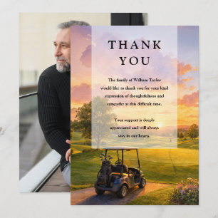Golf Buggy Celebration of Life Funeral Photo Thank You Card