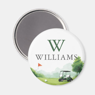 Golf Buggy Custom Name Monogram Golf Ball Marker Magnet