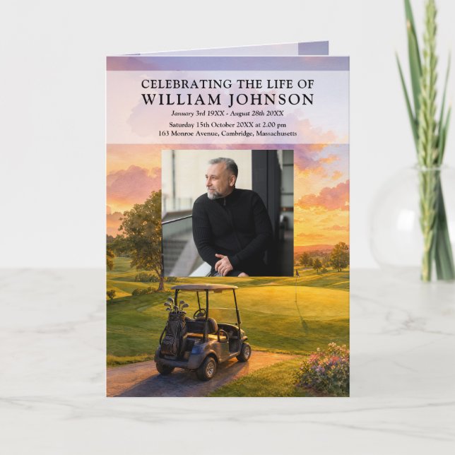 Golf Buggy Funeral Memorial Order Of Service  Programme (Front)