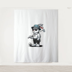 Golf Bunny Punk Golfing Rabbit Tapestry