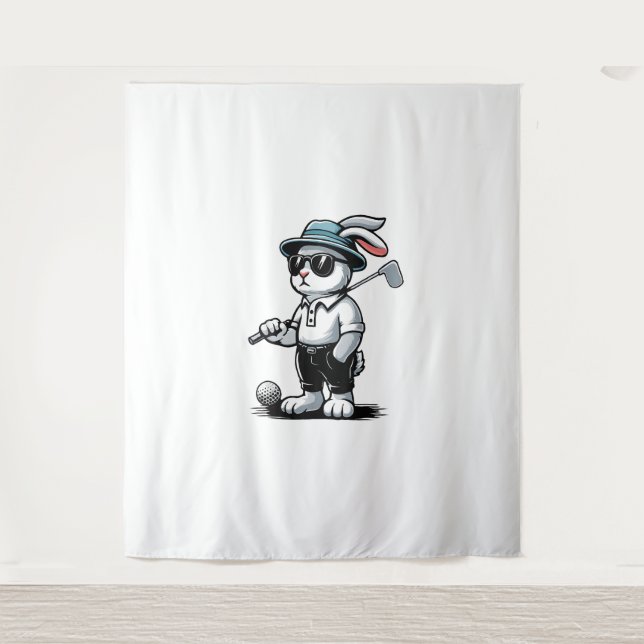 Golf Bunny Punk Golfing Rabbit  Tapestry (Front)