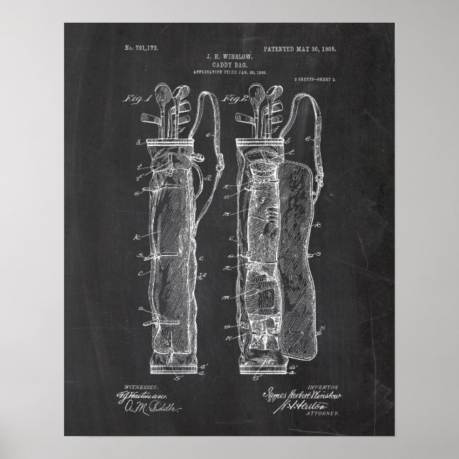 Golf Caddy Bag Patent Poster (Front)