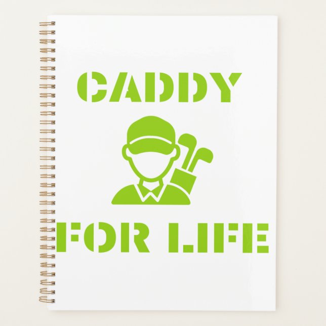 Golf Caddy for Life Quote Lime Green Planner (Front)