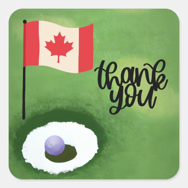 Golf Canada flag and ball for golfer thank you  Square Sticker (Front)