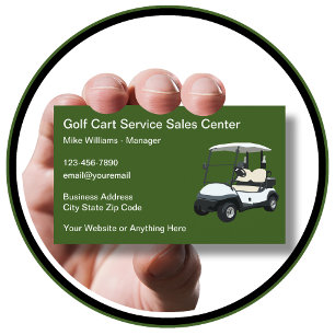 Golf Car Sales And Service Business Cards