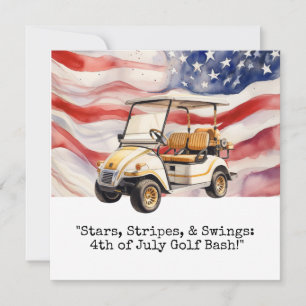 Golf  cart 4th July Independence Day  Invitation