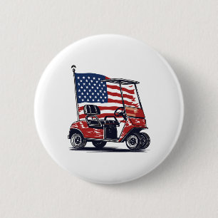 Golf Cart American Flag 4th Of July Sport Patrioti 6 Cm Round Badge