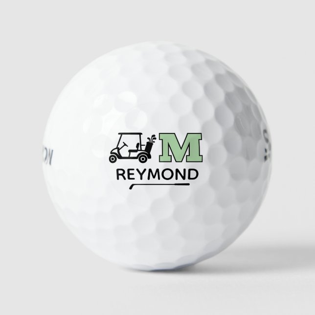 Golf Cart and Custom M Initial Mark Balls (Front)