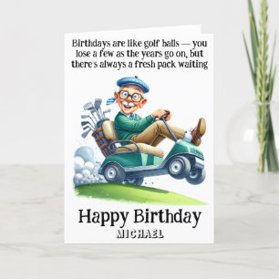 *~* Golf Cart AP94 Fun Humour Old Man Birthday Car Thank You Card