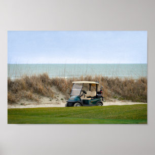 Golf Cart at the Eighteenth Hole, Kiawah Island Poster