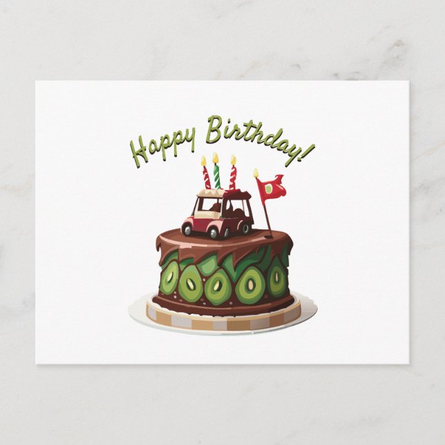Golf Cart Birthday Cake Postcard (Front)