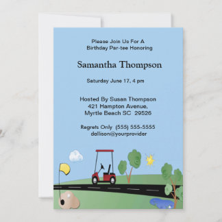 Golf Cart Birthday Invitations