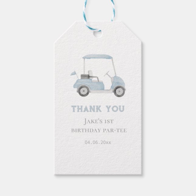 Golf cart birthday party gift tag (Front)