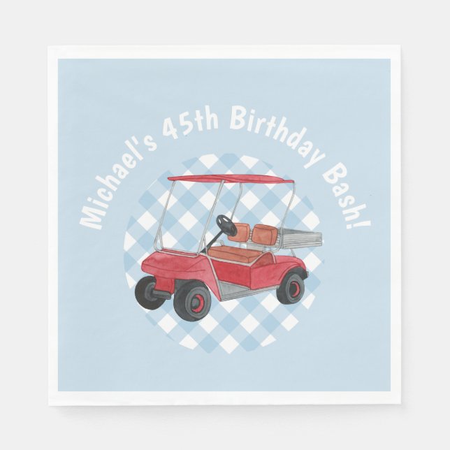 Golf Cart Blue White Preppy Country Club Napkin (Front)