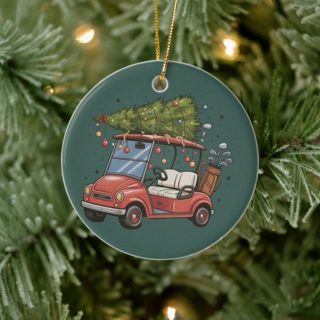 Golf Cart Christmas Tree Golf Lover Gift Ceramic Tree Decoration (Tree)