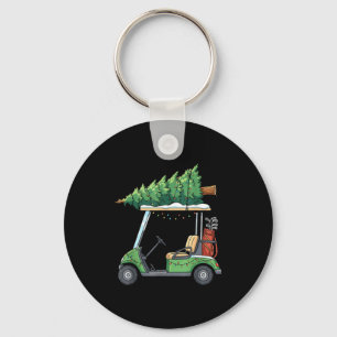 Golf Cart Christmas Tree Lights Funny For Men Wome Key Ring