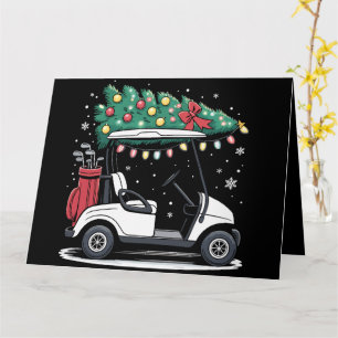 Golf Cart Christmas Tree Lights Xmas Sport Golfer  Card