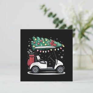 Golf Cart Christmas Tree Lights Xmas Sport Golfer Holiday Card