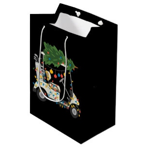 Golf Cart Christmas Tree Lights Xmas Sport Golfer  Medium Gift Bag