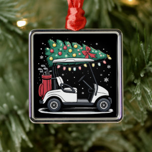 Golf Cart Christmas Tree Lights Xmas Sport Golfer  Metal Tree Decoration