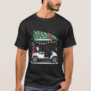 Golf Cart Christmas Tree Lights Xmas Sport Golfer  T-Shirt