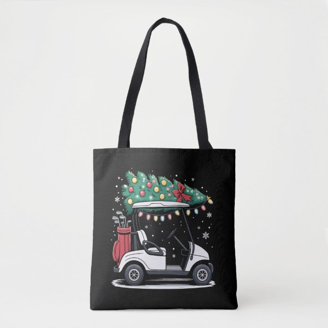 Golf Cart Christmas Tree Lights Xmas Sport Golfer  Tote Bag (Front)