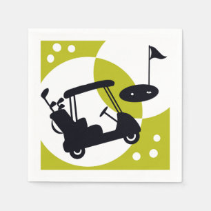 Golf cart, clubs, & greens napkin