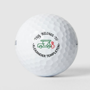 Golf Cart, Clubs “This Belongs To” Name DIY Colour Balls