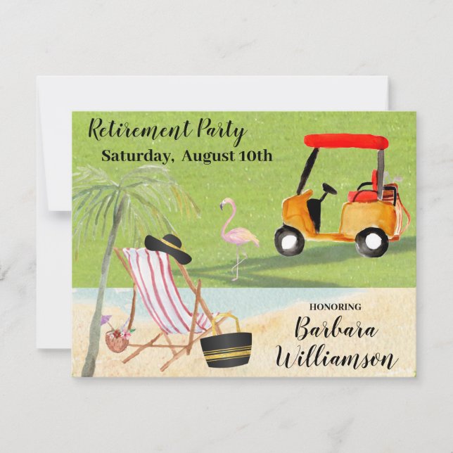 Golf Cart Course Retirement Party Invitation (Front)