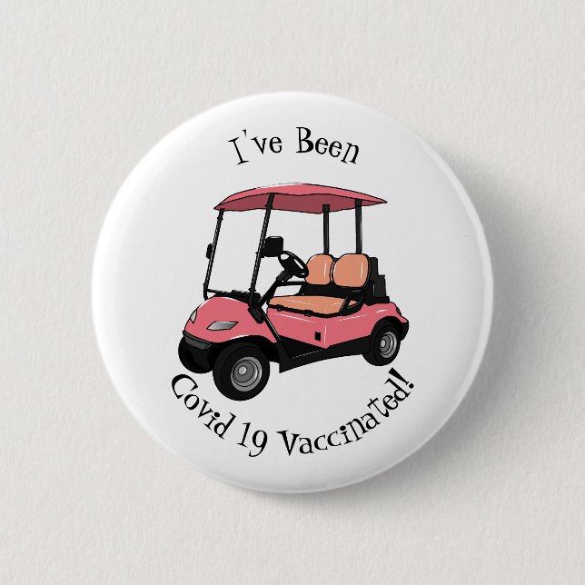 Golf cart / golf buggy cartoon illustration 6 cm round badge (Front)