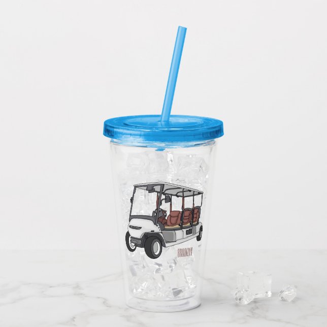 Golf cart / golf buggy cartoon illustration  acrylic tumbler (Back Ice)