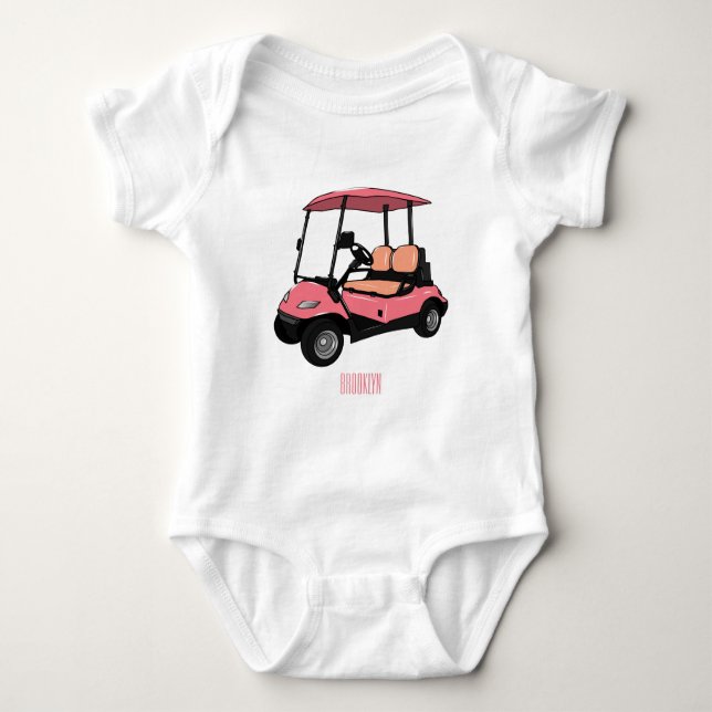 Golf cart / golf buggy cartoon illustration baby bodysuit (Front)