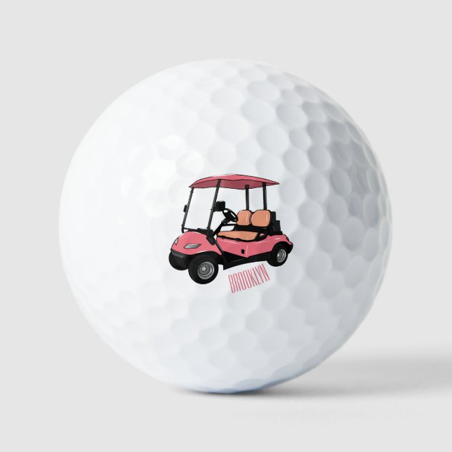 Golf cart / golf buggy cartoon illustration balls (Front)