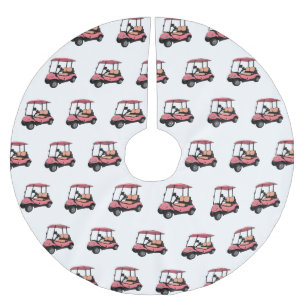 Golf cart / golf buggy cartoon illustration brushed polyester tree skirt