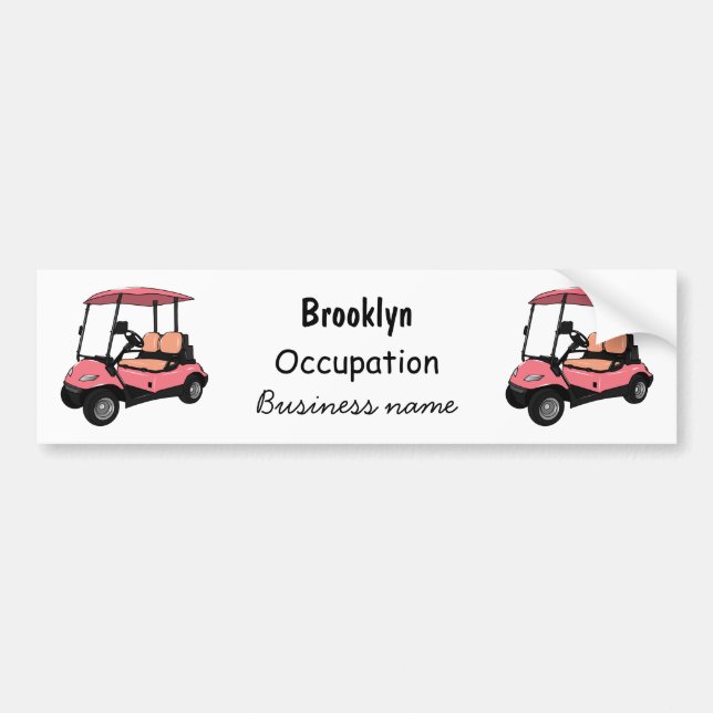Golf cart / golf buggy cartoon illustration bumper sticker (Front)