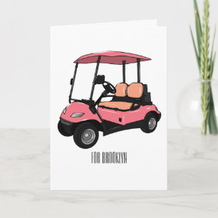 Golf cart / golf buggy cartoon illustration card