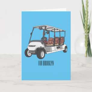 Golf cart / golf buggy cartoon illustration card