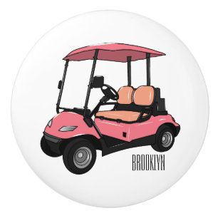 Golf cart / golf buggy cartoon illustration ceramic knob