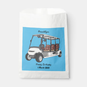 Golf cart / golf buggy cartoon illustration favour bags