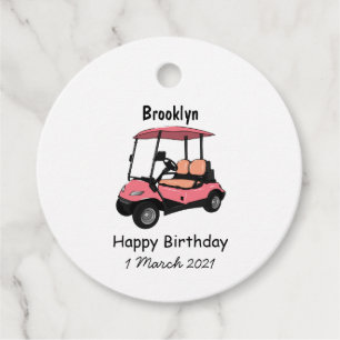 Golf cart / golf buggy cartoon illustration favour tags