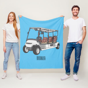 Golf cart / golf buggy cartoon illustration fleece blanket