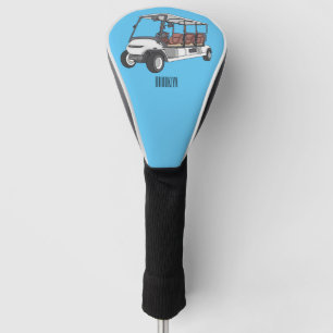 Golf cart / golf buggy cartoon illustration golf head cover