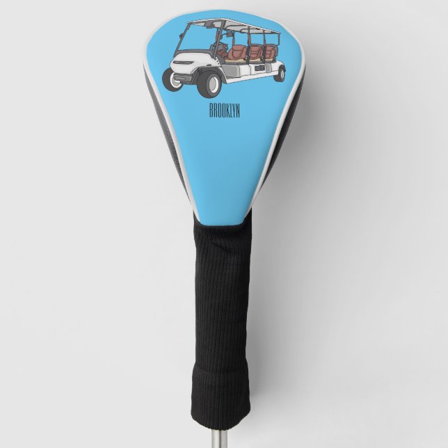 Golf cart / golf buggy cartoon illustration  golf head cover (Front)