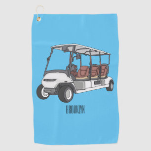Golf cart / golf buggy cartoon illustration golf towel