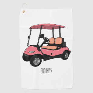 Golf cart / golf buggy cartoon illustration golf towel